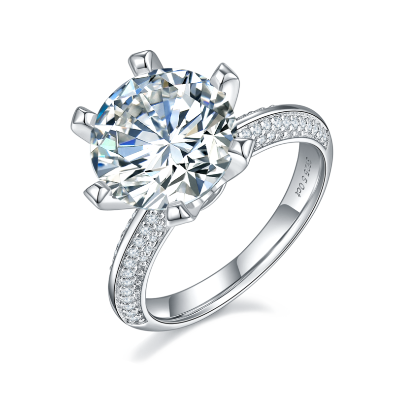 半壁江山S925银镀白金MoissaniteWomen's Ring5.0ctD级